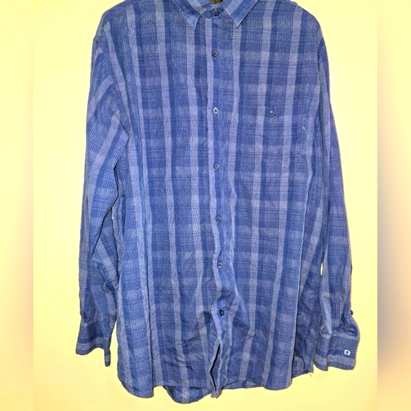 NWOT - R&R Blue Casual Checkered Men's Shirt - XL - Picture 1 of 7